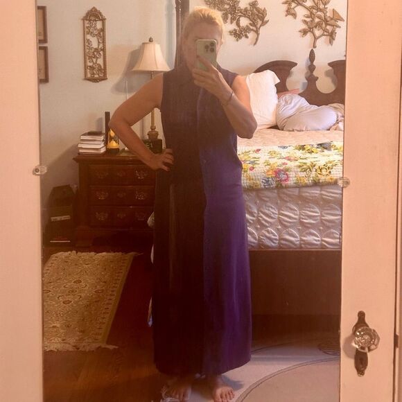 NWT vintage Russ Berens purple linen sleeveless button front maxi dress - Picture 5 of 9